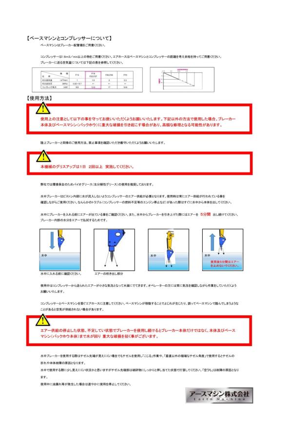 水中ブレーカー 取り扱い説明書