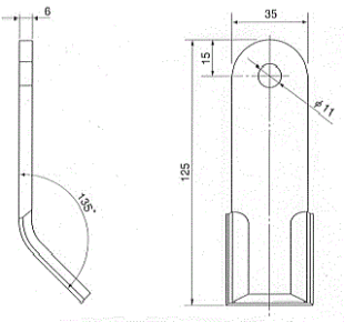 IHIシバウラSH1530用ハンマーナイフモア替刃寸法